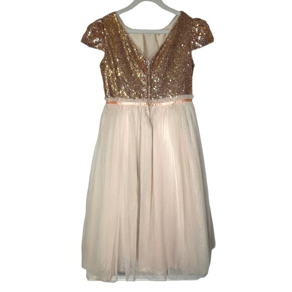 Kids Dream Sequin & Tulle Dress 9/10 Rose Gold & Pink Princess Fairy Holiday - Picture 2 of 4